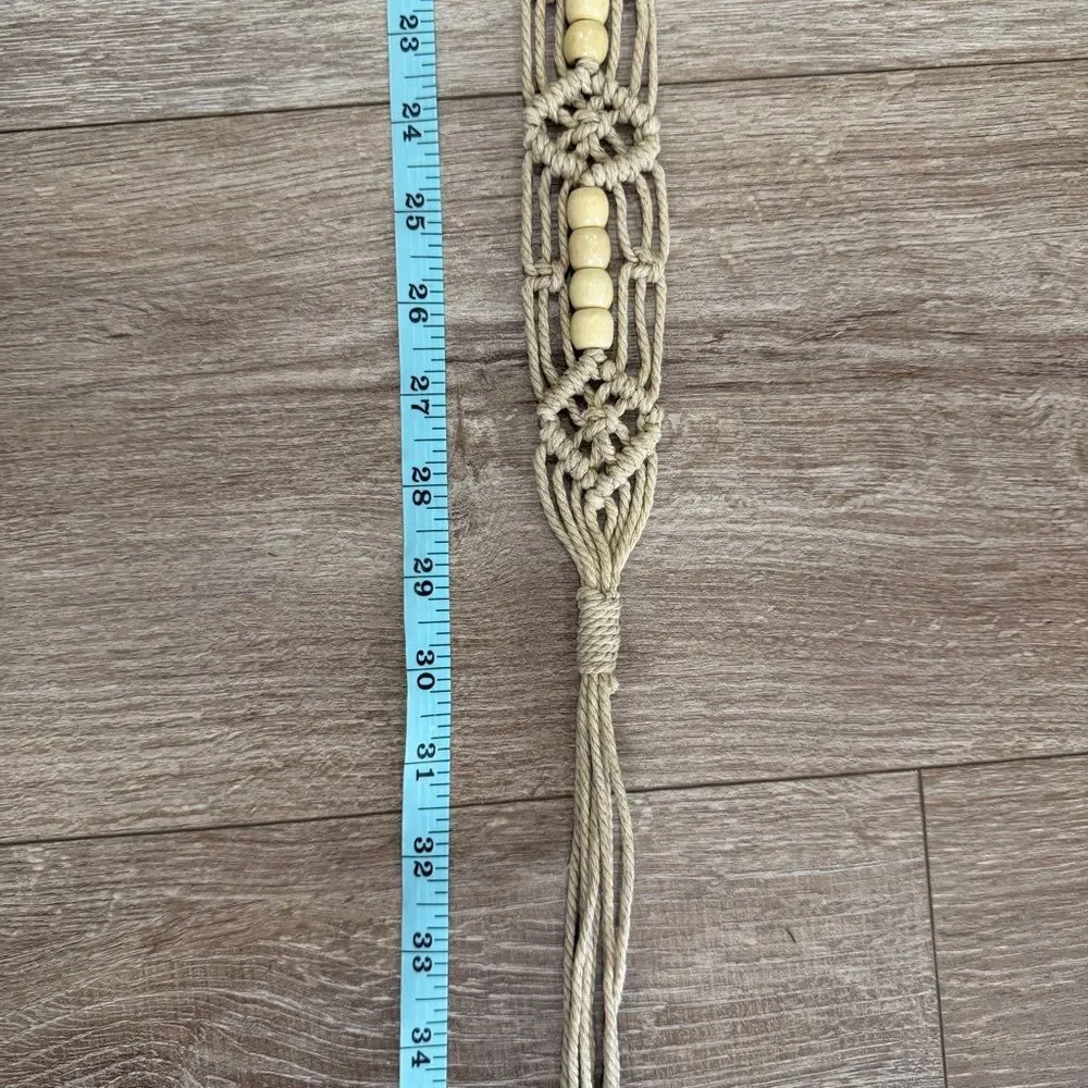 S O L D : Macrame Woven Rattan Straw Rope Braid Waist Belt O-Ring Wooden Buckle - Picture 14 of 15